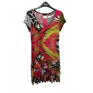 NEW BALI CORP. women's ruffle hem dress in multi color